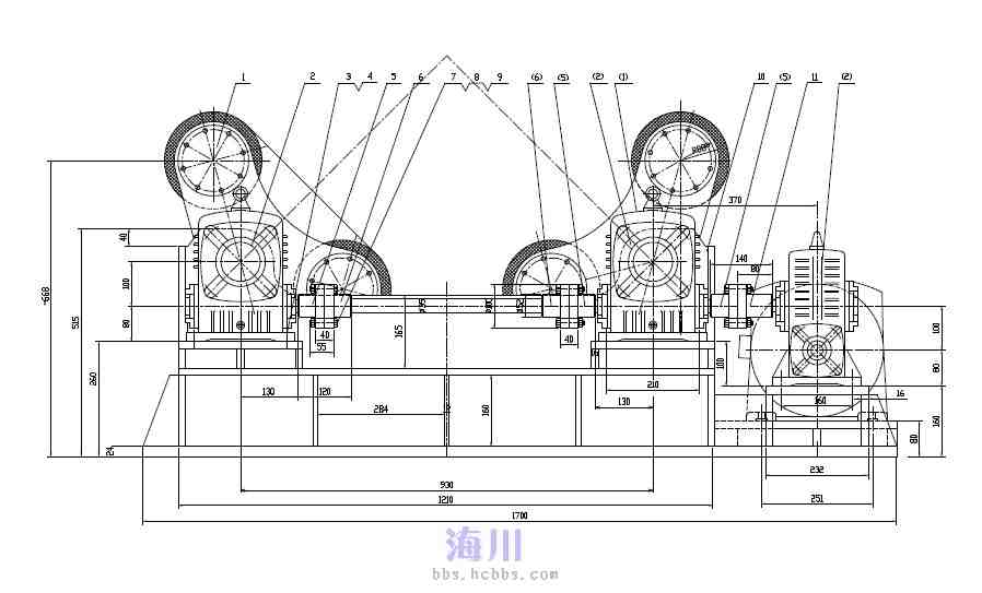 10t滚轮架的转配图